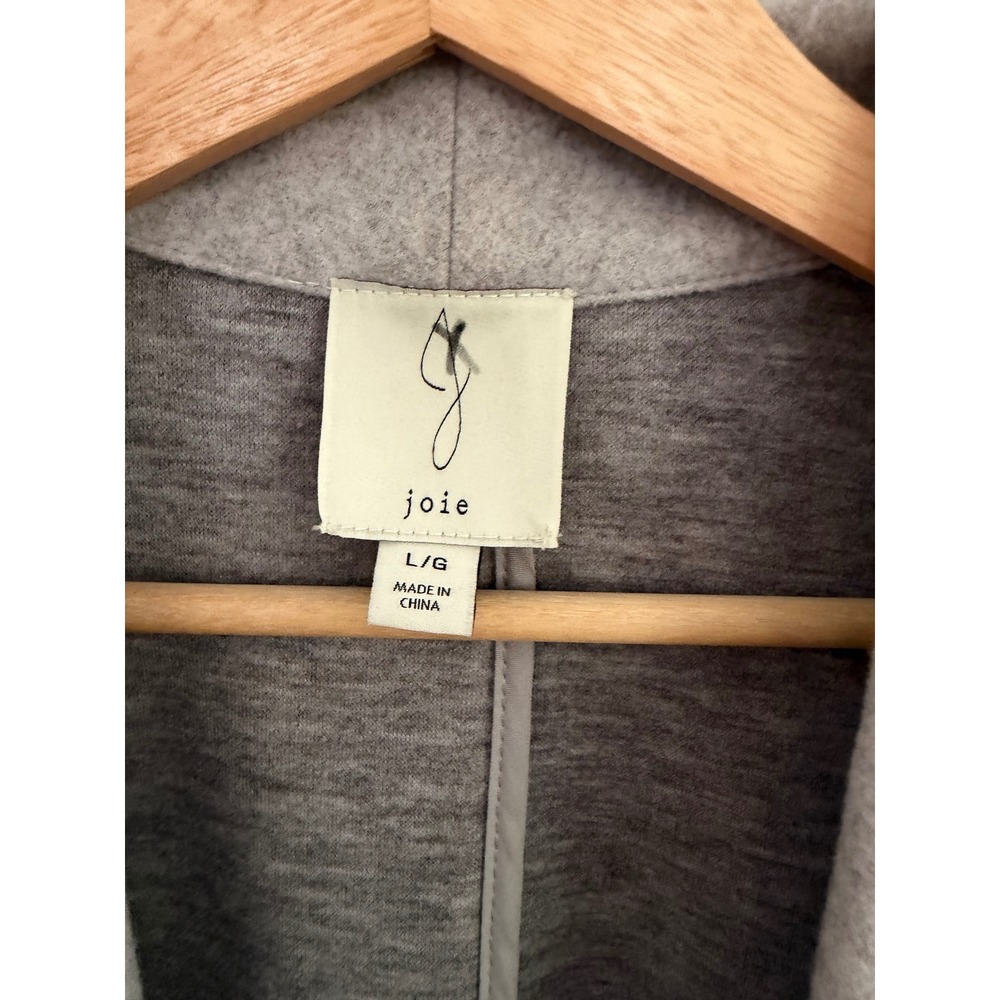 Joie Shawl Collar Coat Women Gray Open Front Knit Overcoat Large - Picture 3 of 6